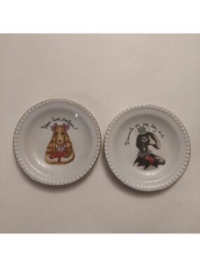 Vintage* 2 Ardalt Porcelain Dogs Playing Cards Coasters